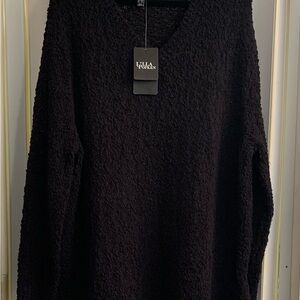 Ulla Popken Elegant Black Long Sleeve V-Neck Sweater